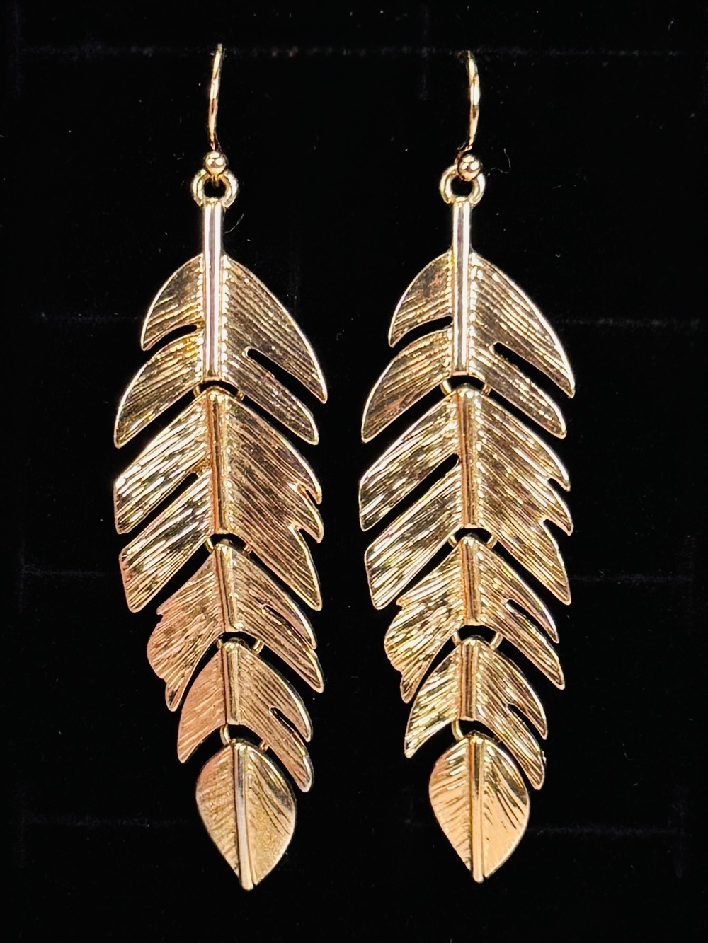 Vintage Goldtone Hinged Leaf Pierced Earrings